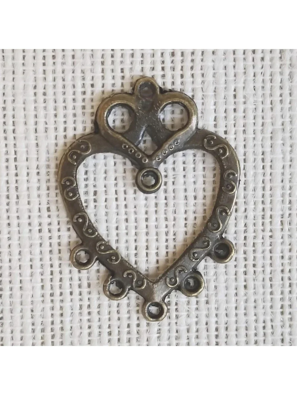 Antiqued Brass Double Heart Chandelier Earring Findings Art Deco Steampunk 2 pcs